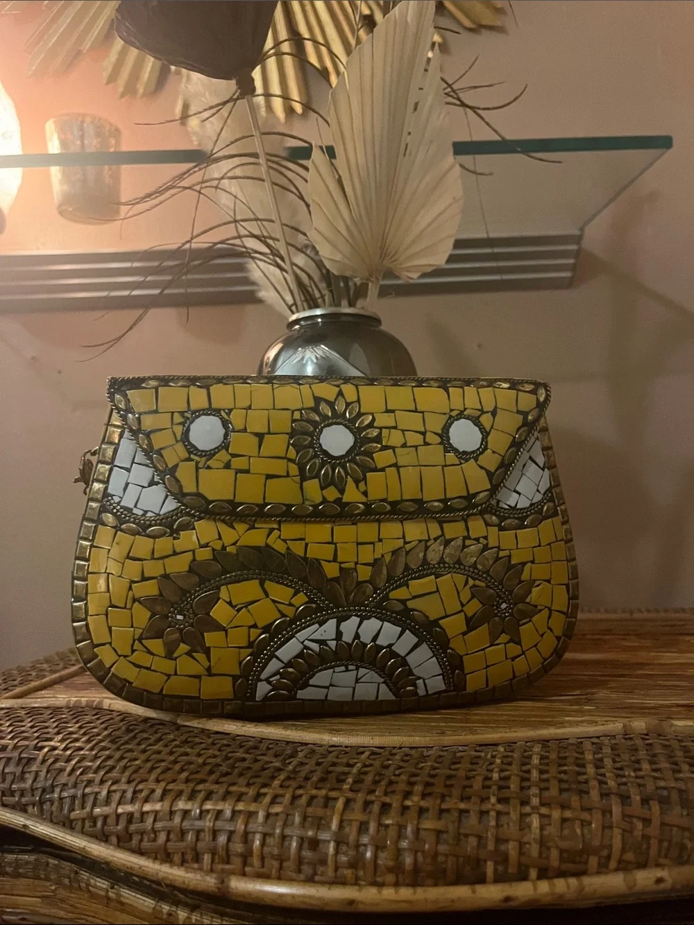 Antik Kraft Yellow Mosaic Tile Clutch
